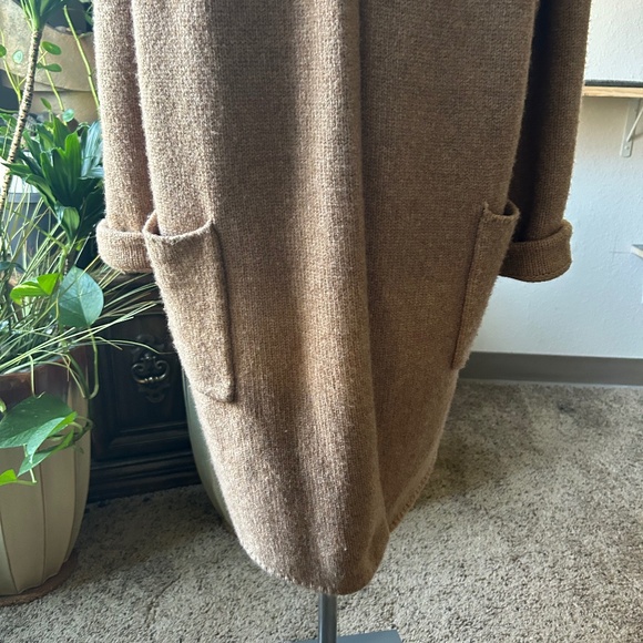Tahari Tan Cream Wool Acrylic Nylon Knit Hooded Cardigan size 2X - Picture 3 of 13